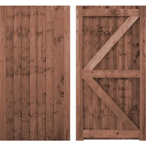 6' high Framed Woodford Closeboard Gate - Pressure treated Brown - Front and back