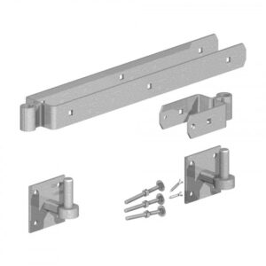 Silver double Strap Hinge Set with Hooks on Plate