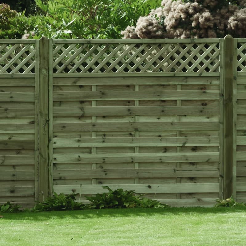 1.8m wide Horizontal Lattice Top Fence Panel – Tanalised