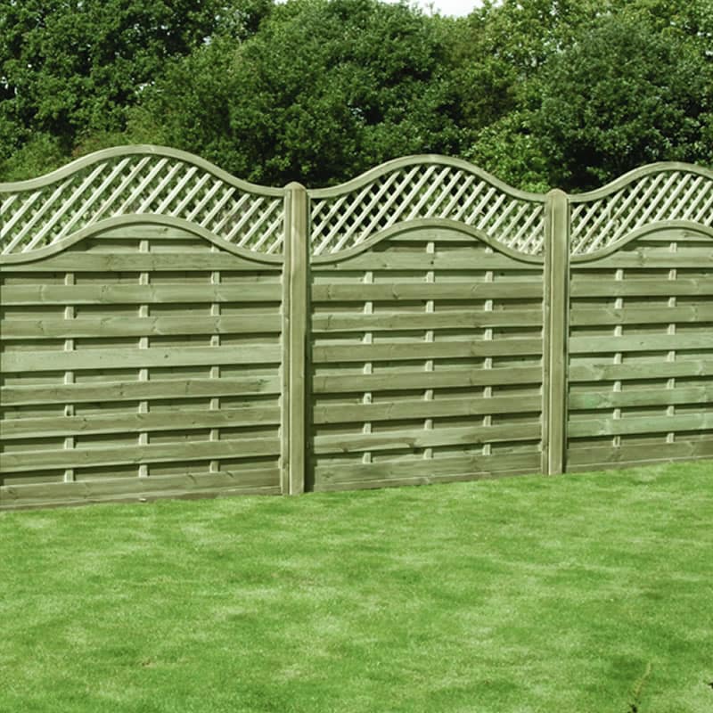 1.8m wide Omega Panel with Lattice Top – Pressure Treated Green