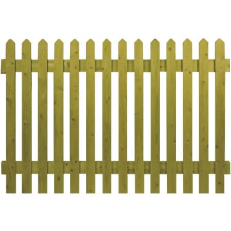 6′ wide Green Pointed Top Picket Panels – Pressure Treated